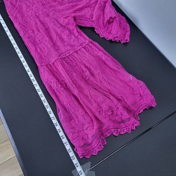 Lane Bryant Womens Sheer Embroidered Lace Babydoll Top Sz 18/20 Pink Boho Fairy - Picture 8 of 8